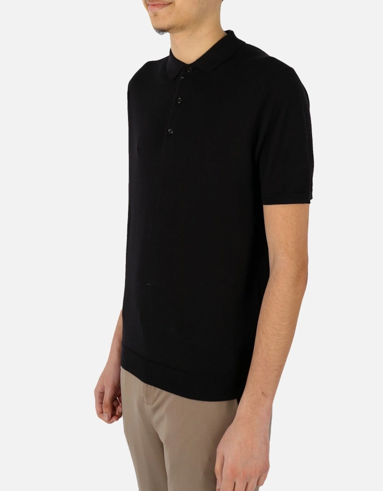Knitted Black Polo Shirt