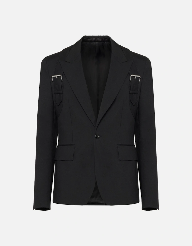 Wool Gabardine Harness Jacket Black