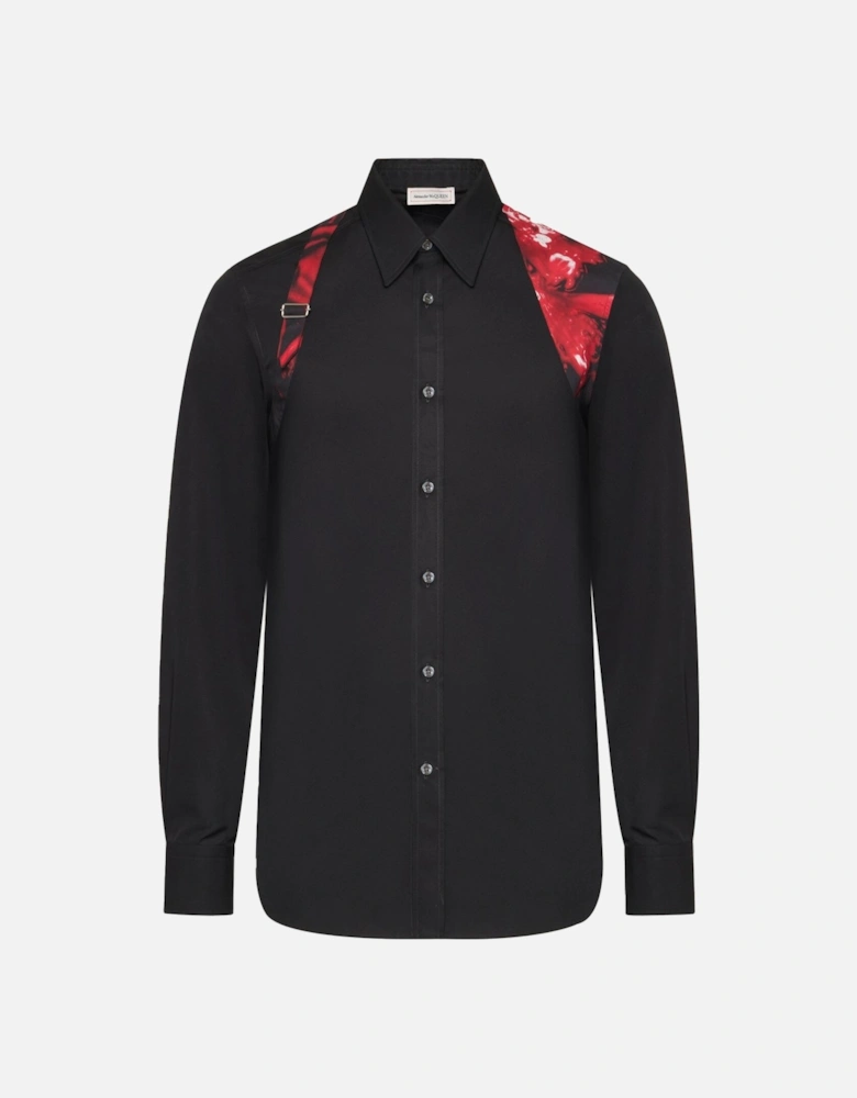 Cotton Poplin Harness Shirt Black