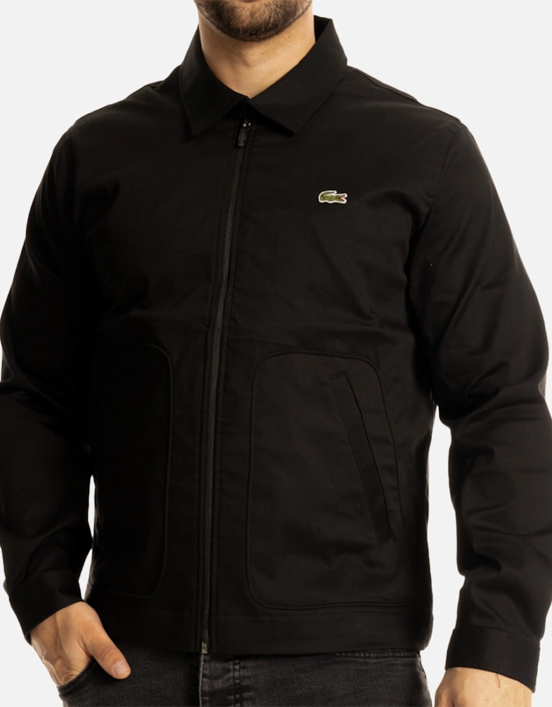 Mens Short Showerproof Cotton Jacket (Black)