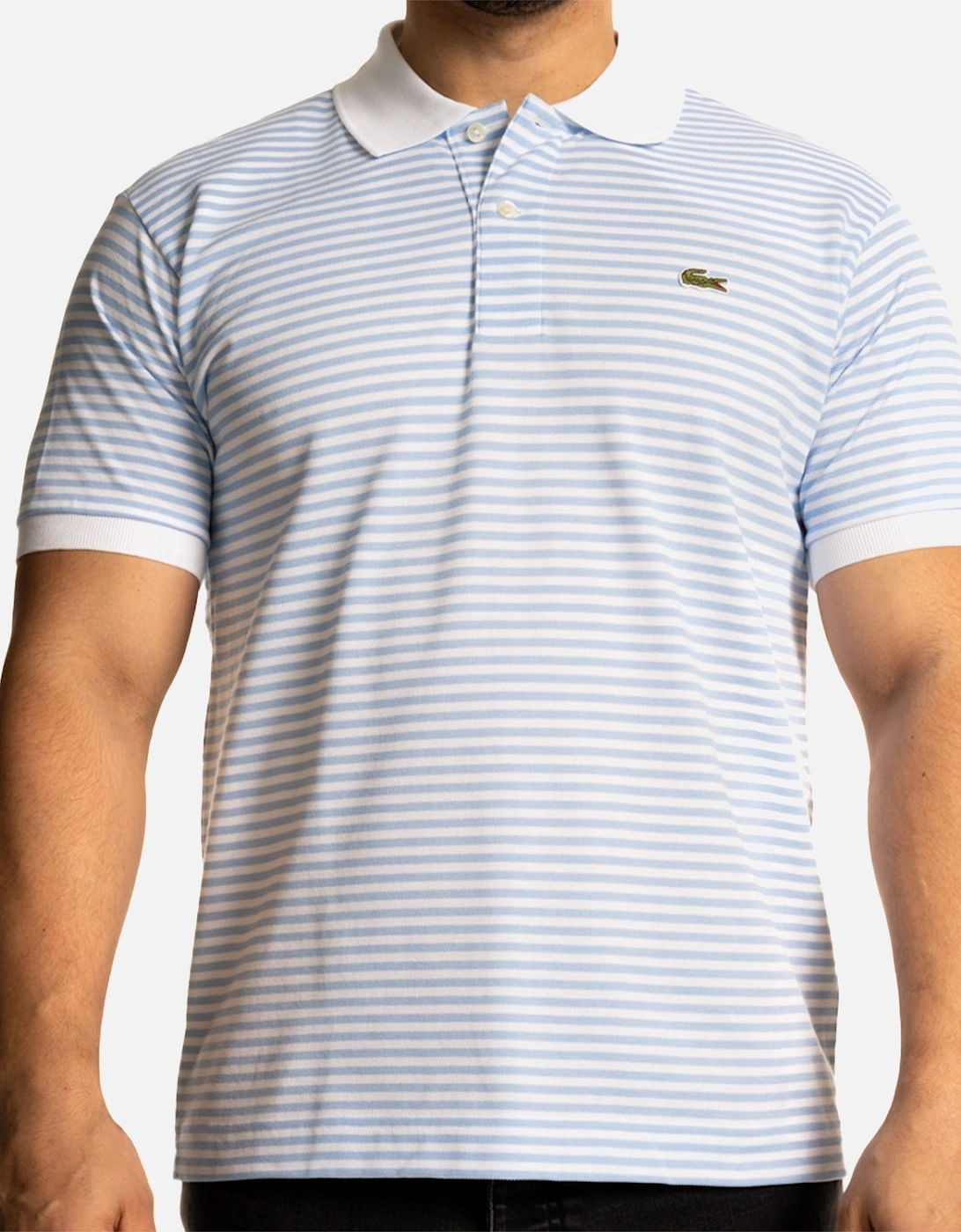 Mens Striped Polo Shirt (White/Blue), 8 of 7