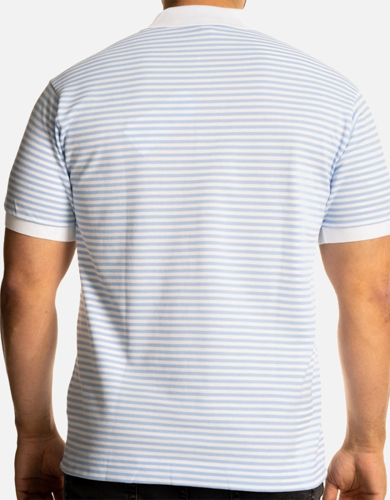 Mens Striped Polo Shirt (White/Blue)