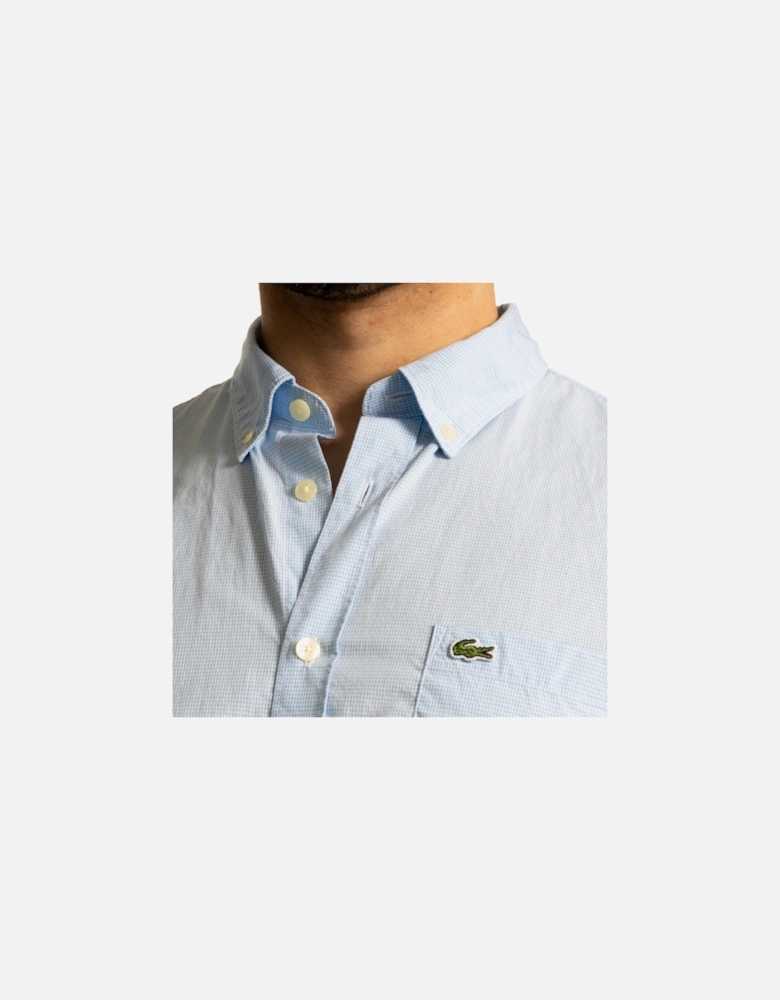 Mens S/S Micro Check Shirt (Blue/White)