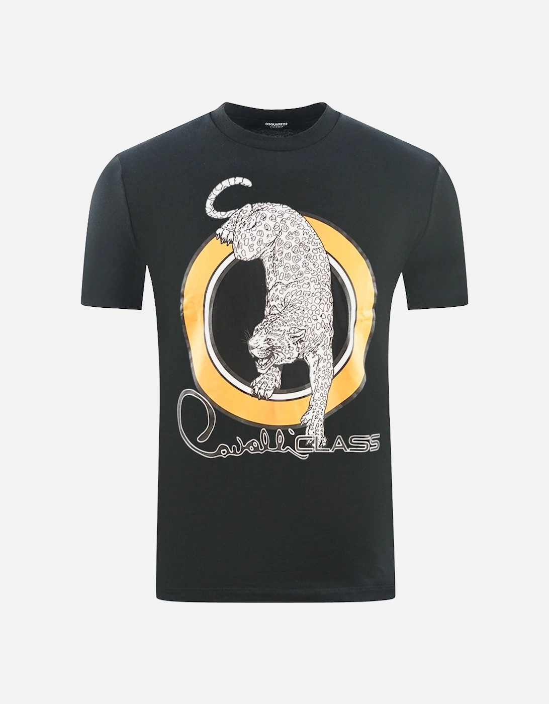 Cavalli Class Circular Leopard Logo Black T-Shirt, 3 of 2