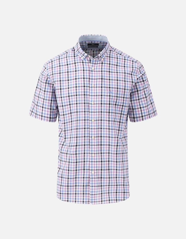 Fynch-hatton Short Sleeve Check Shirt Dusty Lavender