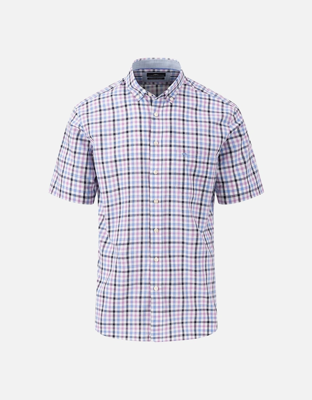 Fynch-hatton Short Sleeve Check Shirt Dusty Lavender, 3 of 2