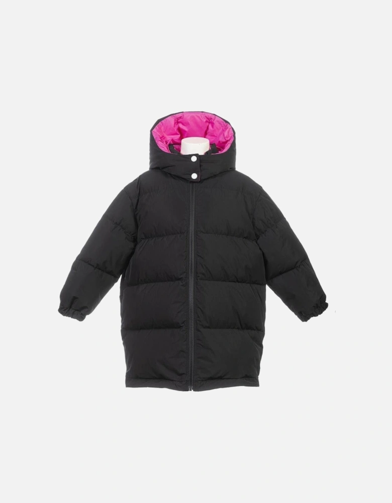 Girls Black Down Logo Coat