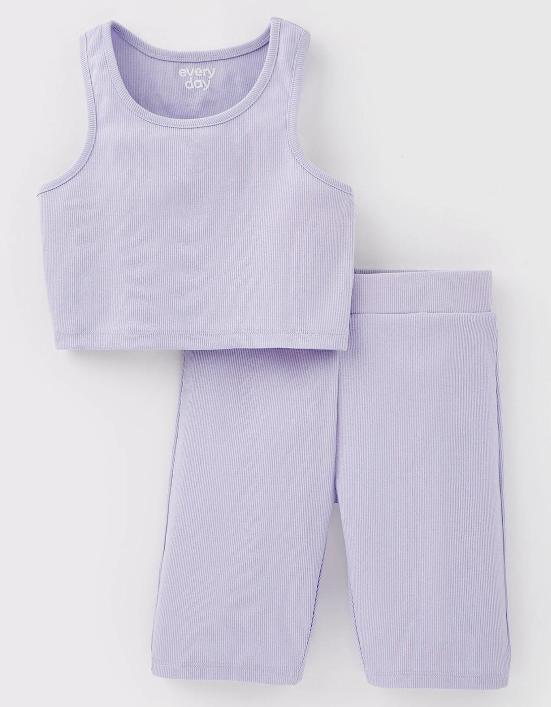 Girls Rib Crop Top and Cycling Short - Purple, 2 of 1