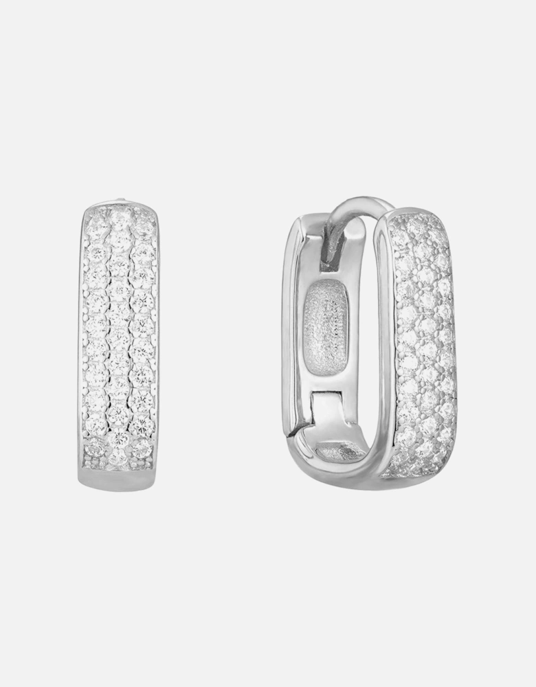 Pave CZ Rectangle Hoops (smaller size)