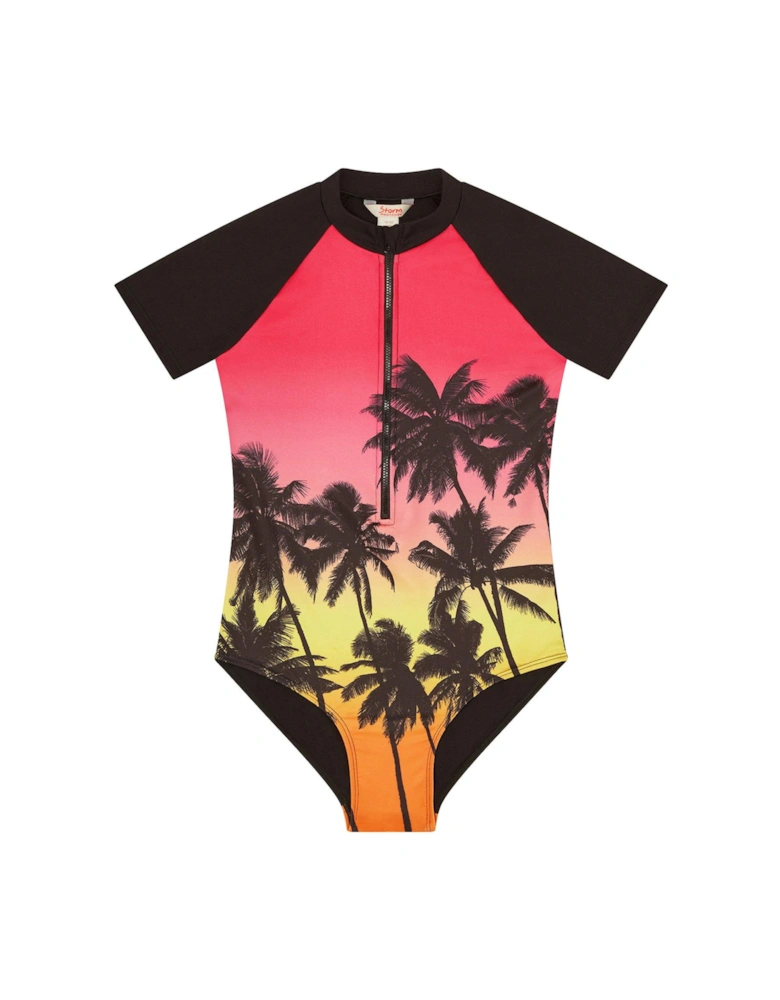 Girls Ombre Palm UPF 50 Swimsuit - Multi