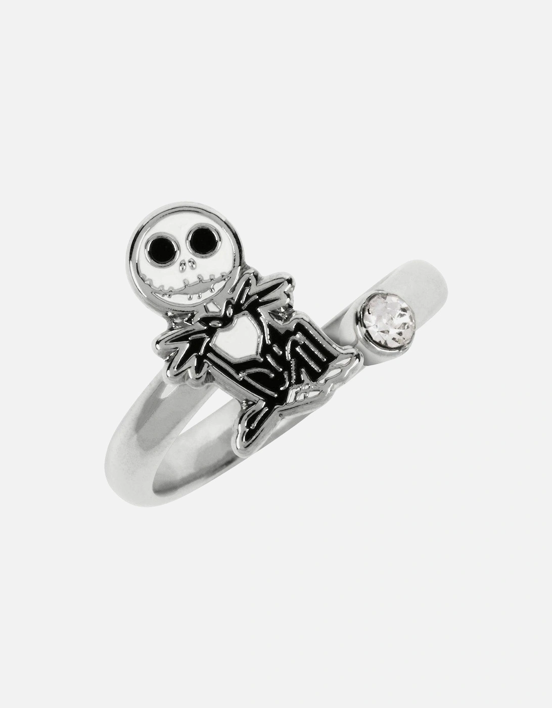 Nightmare Before Christmas White & Black Silver Plated Clear Stone Ring, 2 of 1