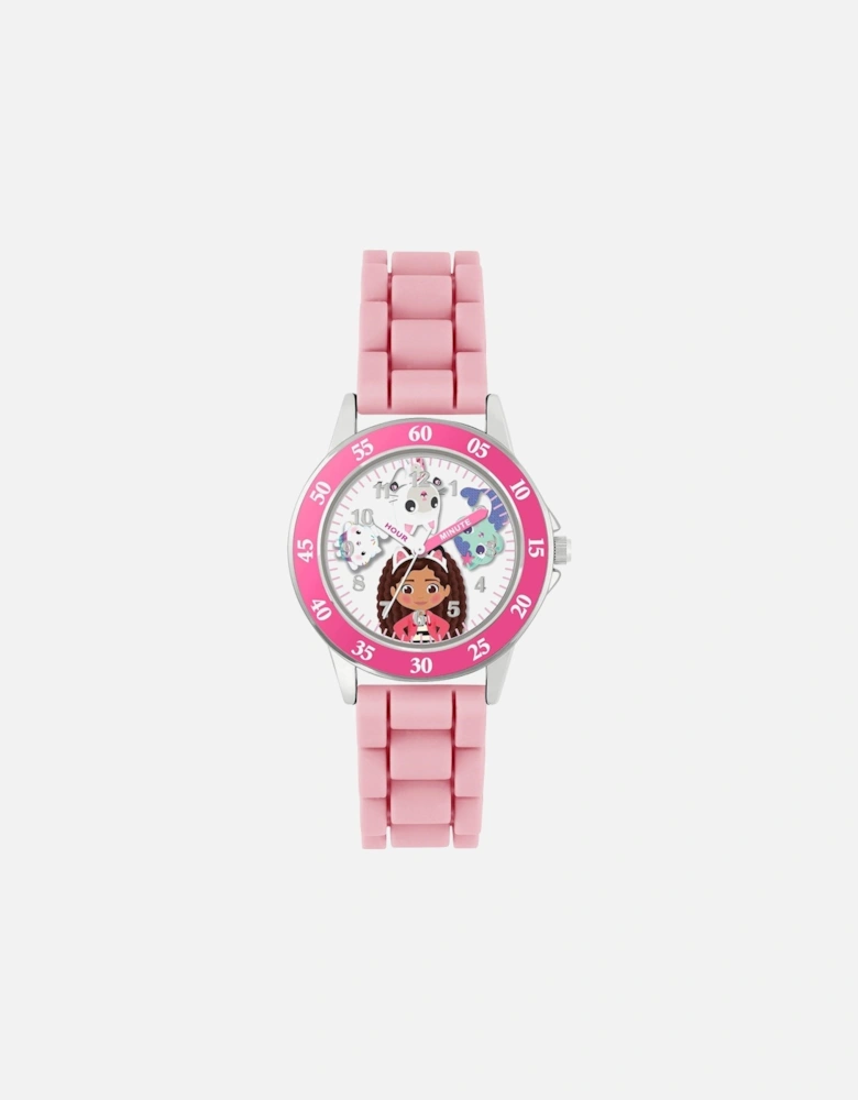 Gabby's Dollhouse Pink Silicone Time Teacher Strap Watch