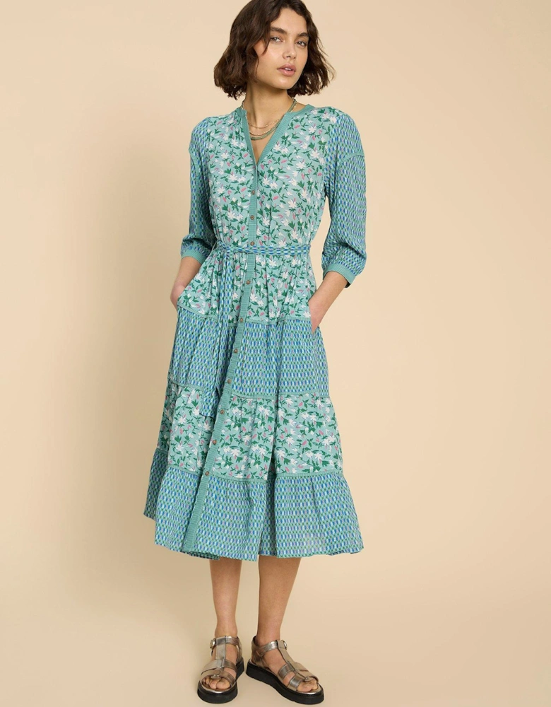 Mabel Mixed Print Dress - Blue