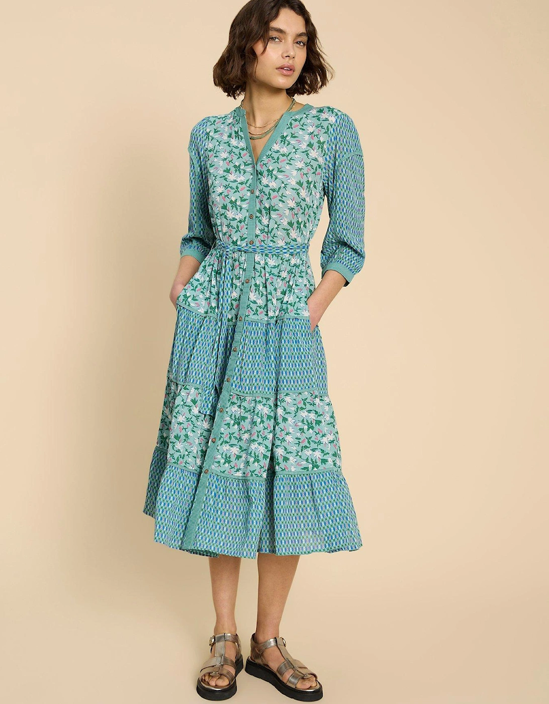 Mabel Mixed Print Dress - Blue, 2 of 1
