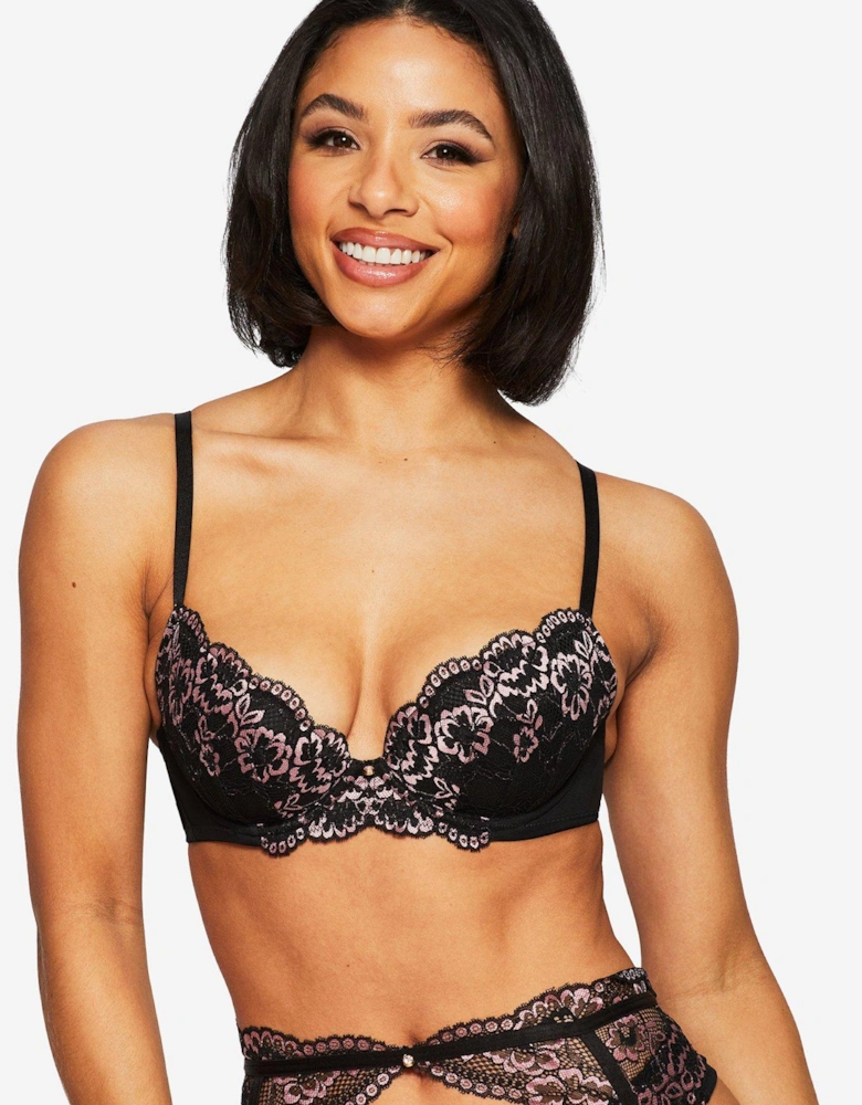 Sexy Lace Planet Padded Plunge Bra - Black