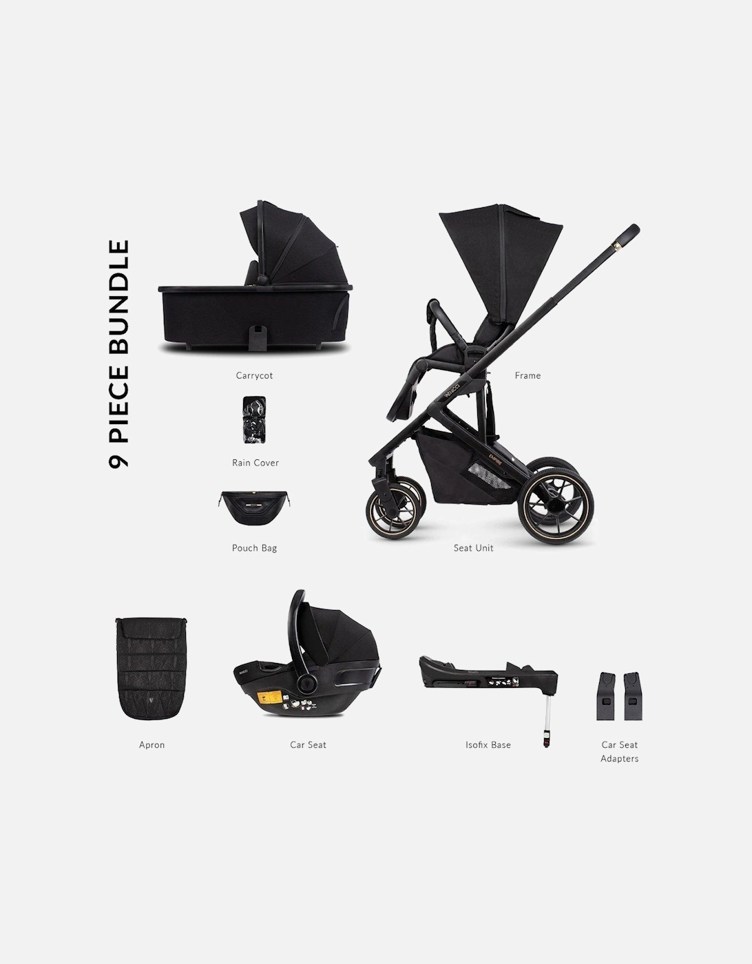 Empire 3in1 Plus Base Travel System Pushchair Bundle - Ultra Black, 2 of 1
