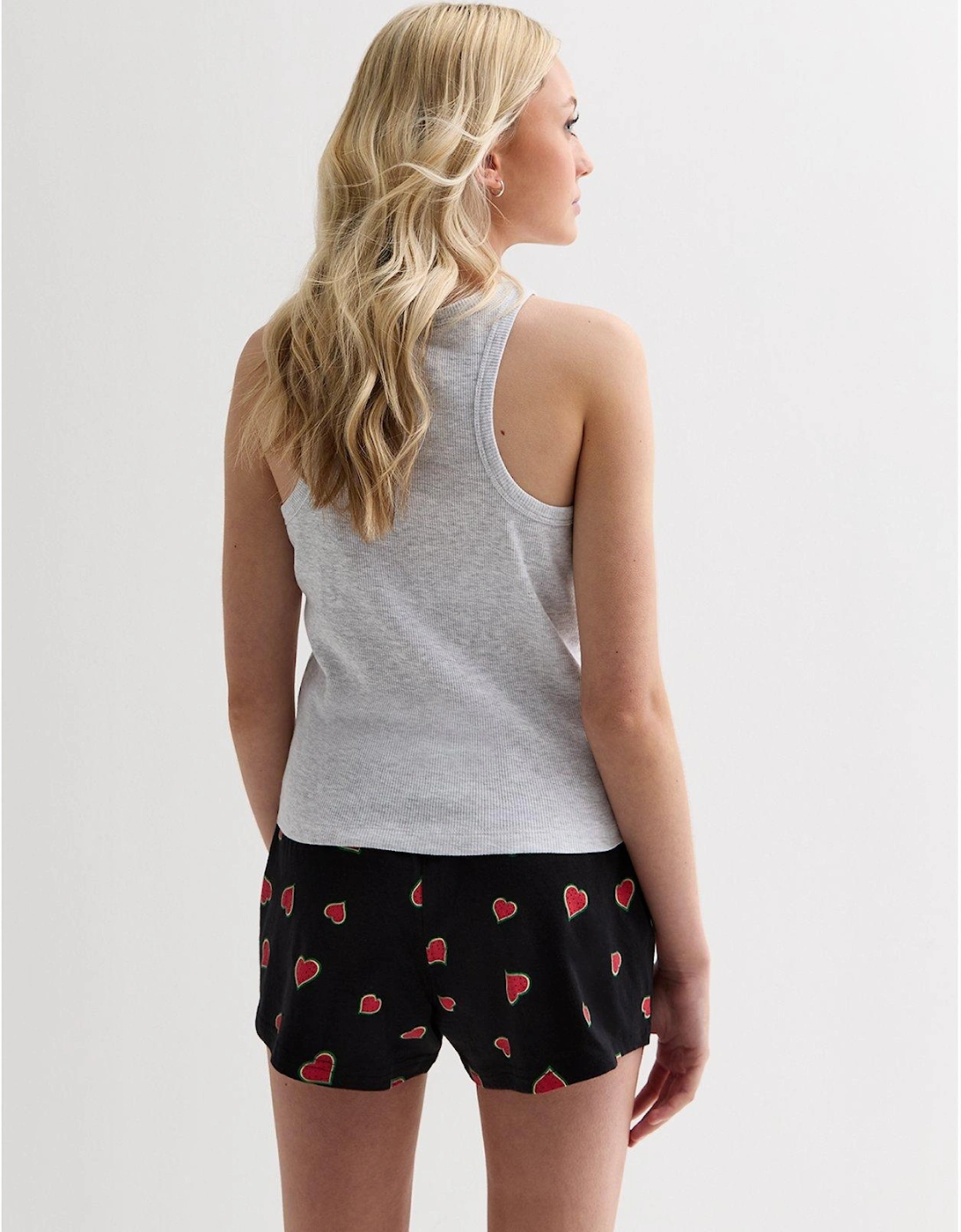 Girls Grey Short Pyjama Set with Watermelon Logo