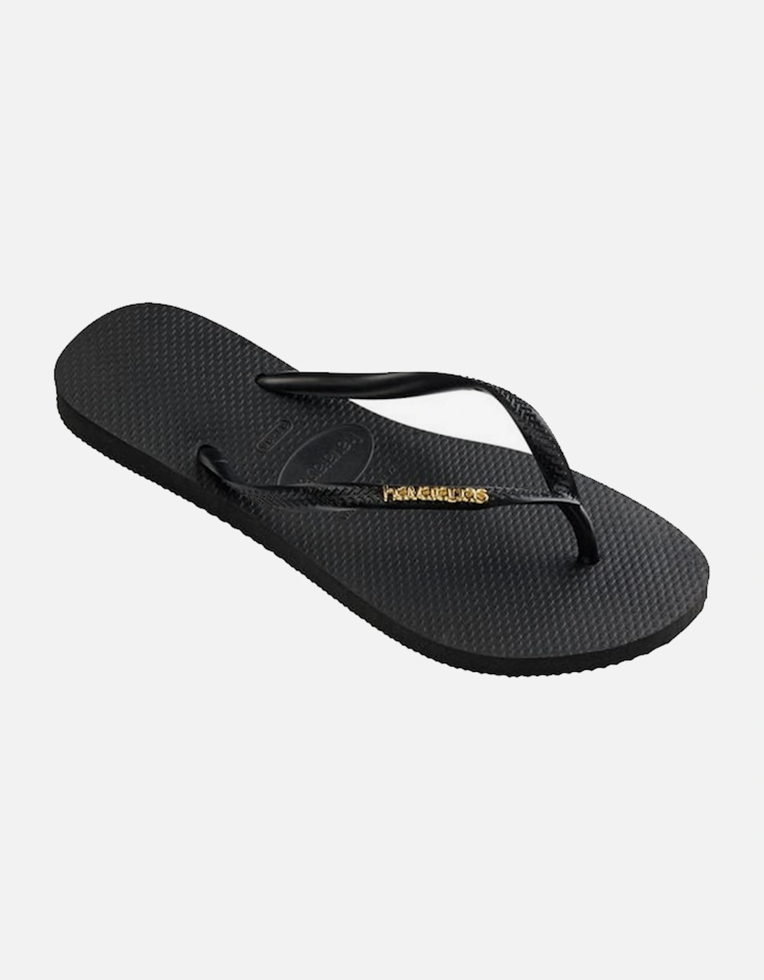 Women's Slim Metallic Logo Flip Flops, 4 of 3