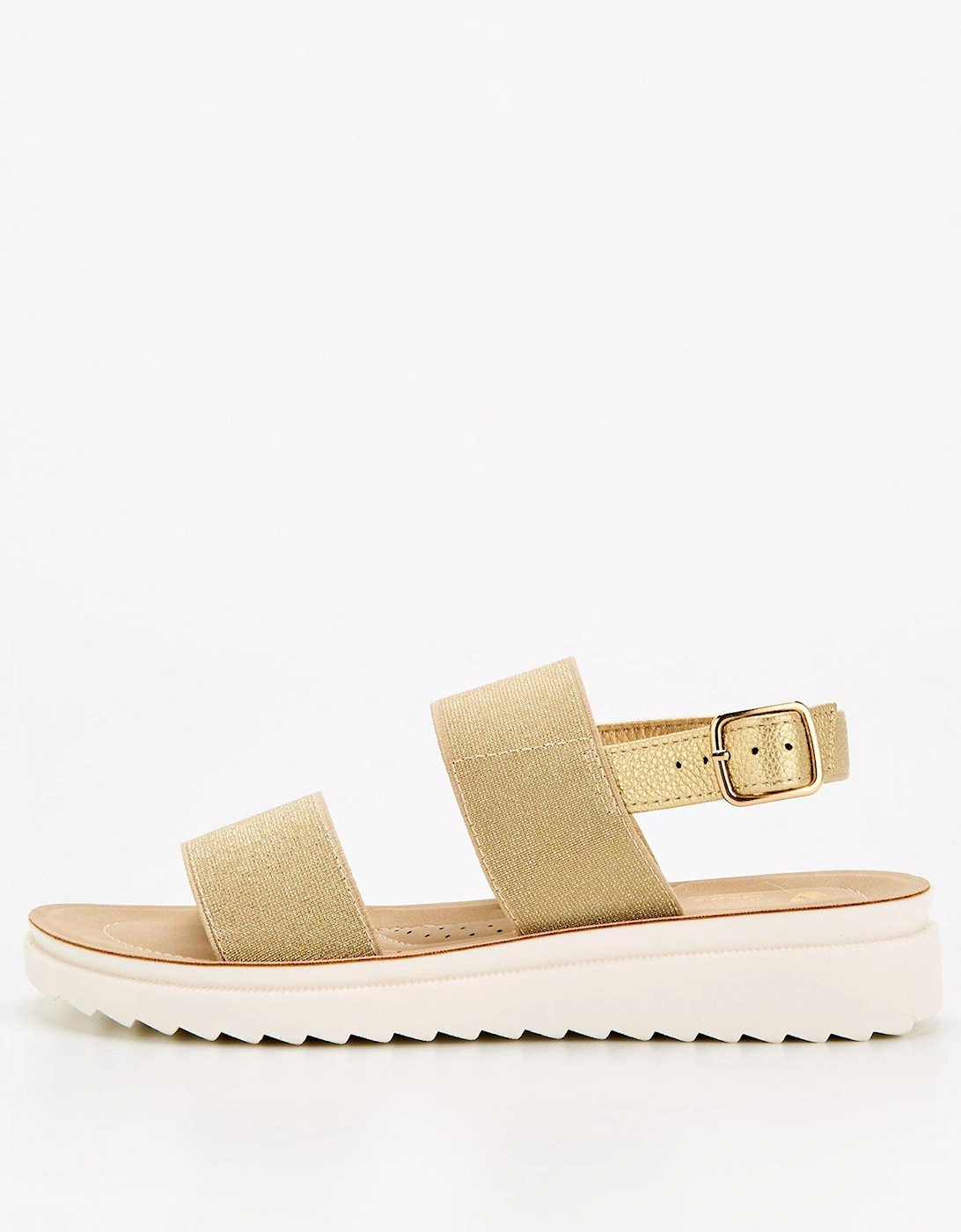 Wide Fit Elastic Strap Comfort Sandal - Gold, 7 of 6