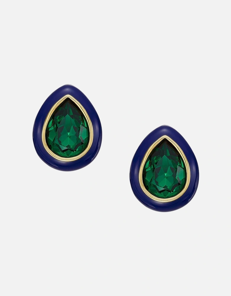 Green Crystal and Enamel Earrings