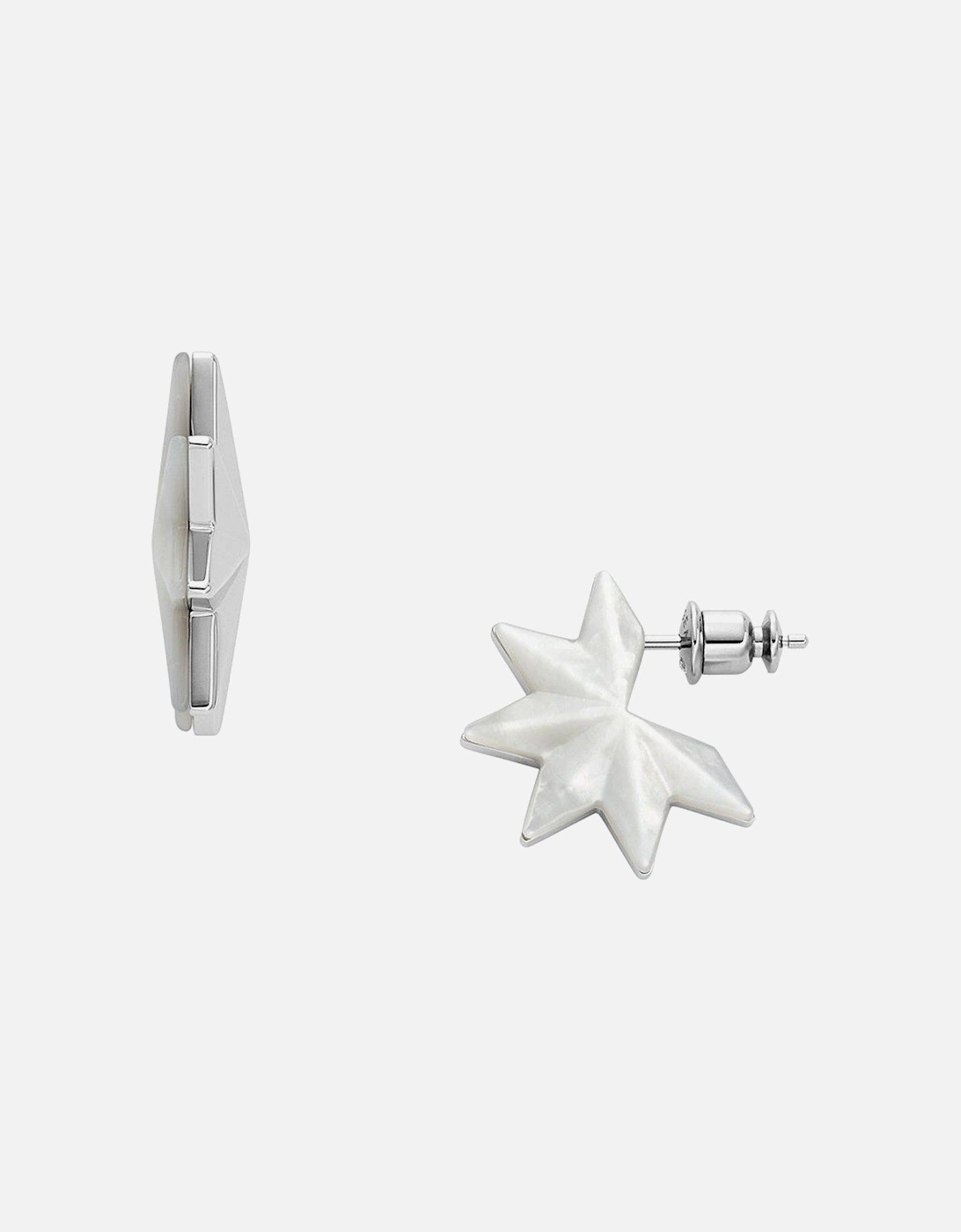 Stainless Steel and Mother of Pearl Danish Star Hoop Earrings, 2 of 1