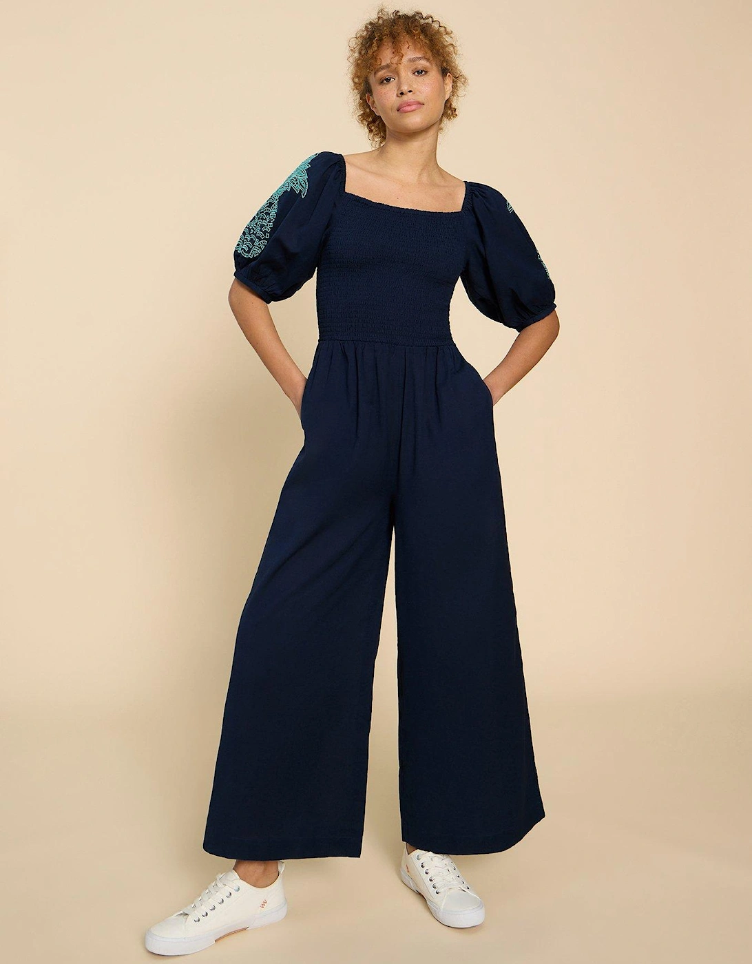 Reese Embroidered Jumpsuit - Navy, 2 of 1
