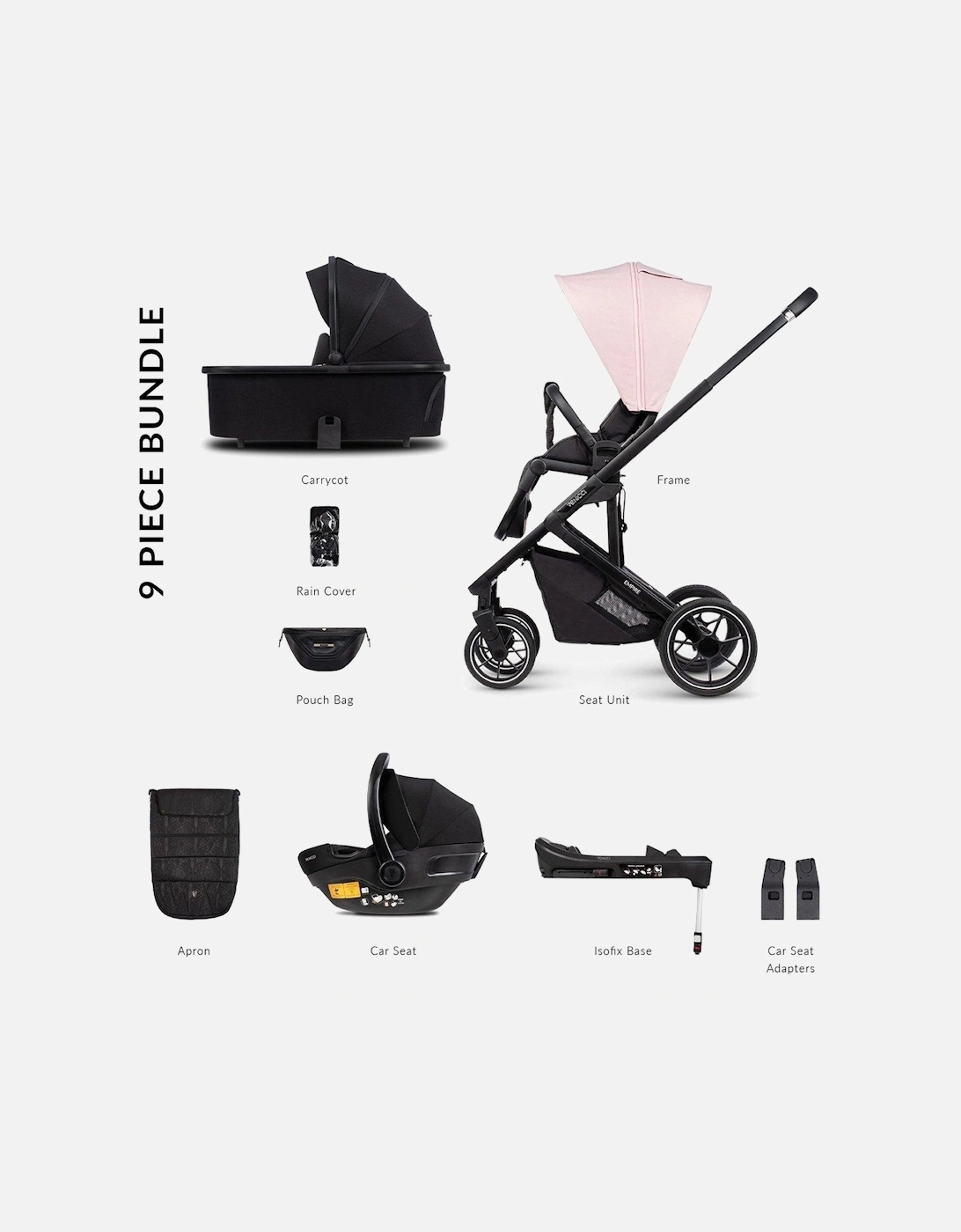 Empire 3in1 Plus Base Travel System Pushchair Bundle - Silk Pink, 2 of 1