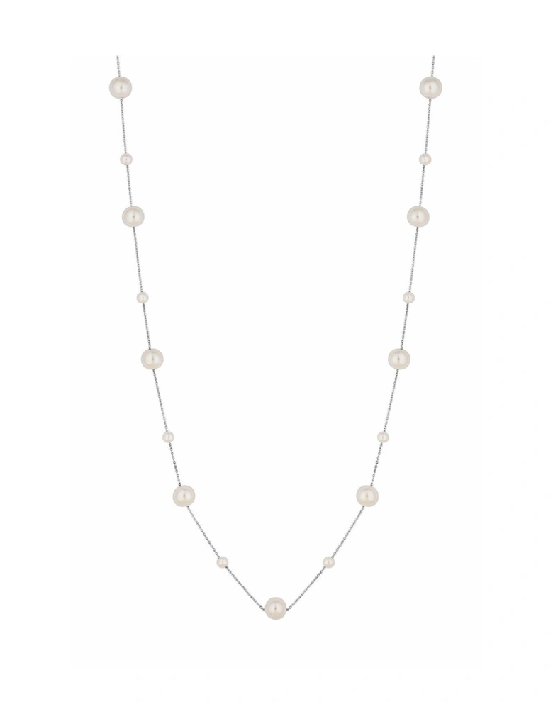 Silver Plated Cream Pearl Adjustable Necklace