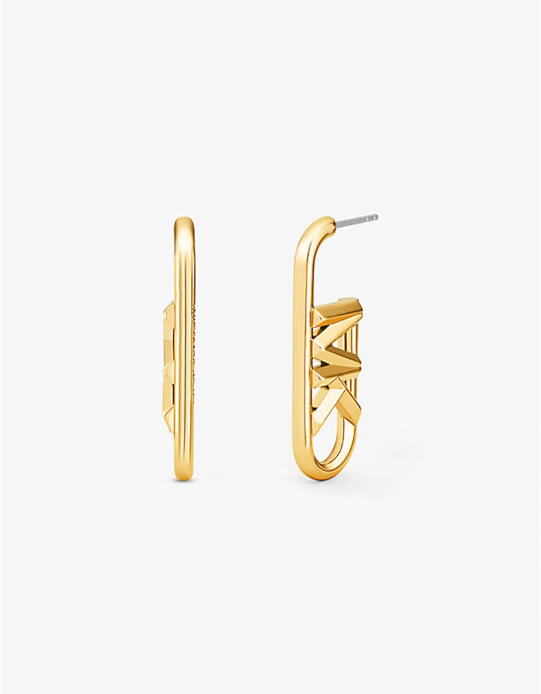 Precious Metal-Plated Brass Empire Logo Earrings