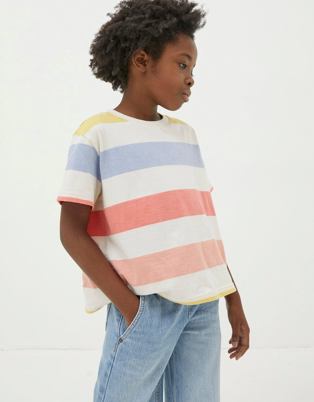 Girls Block Stripe Short Sleeve Tshirt - Multi