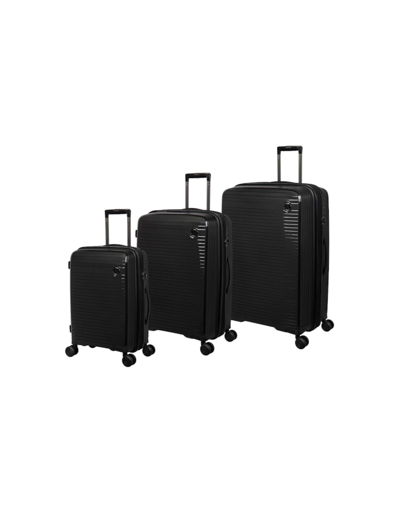 Spontaneous Black 3 Piece Hardshell 8 Wheel Suitcase Set