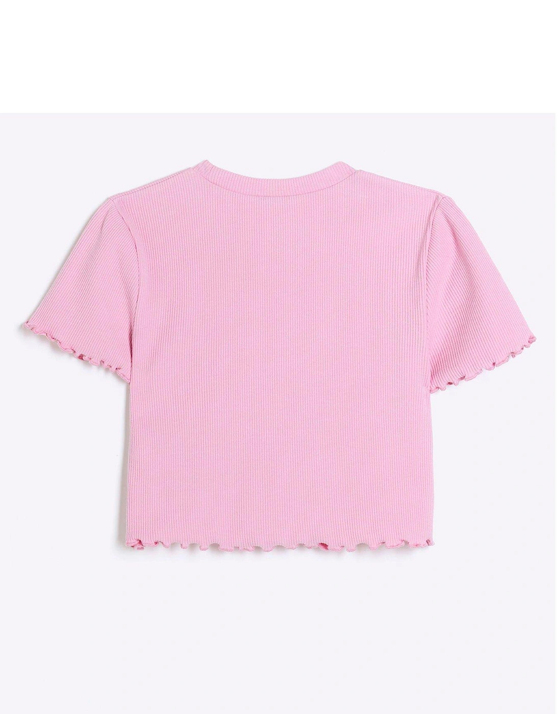 Girls Embroidered Logo Pink Crop T-Shirt - Pink