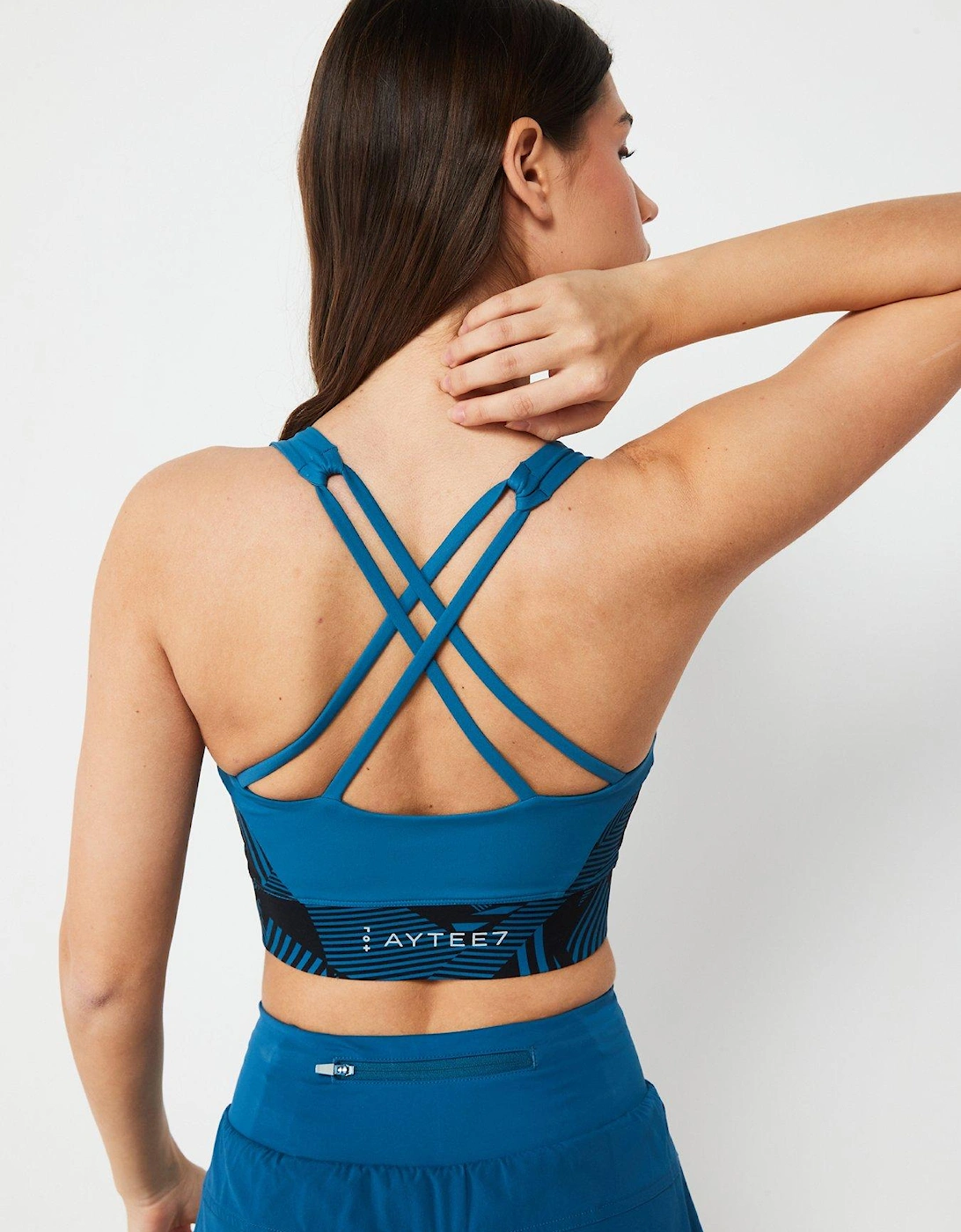 Performance Sports Bra With Strappy Back - Blue