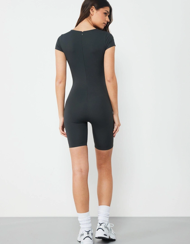 Short Sleeve Unitard - Charcoal