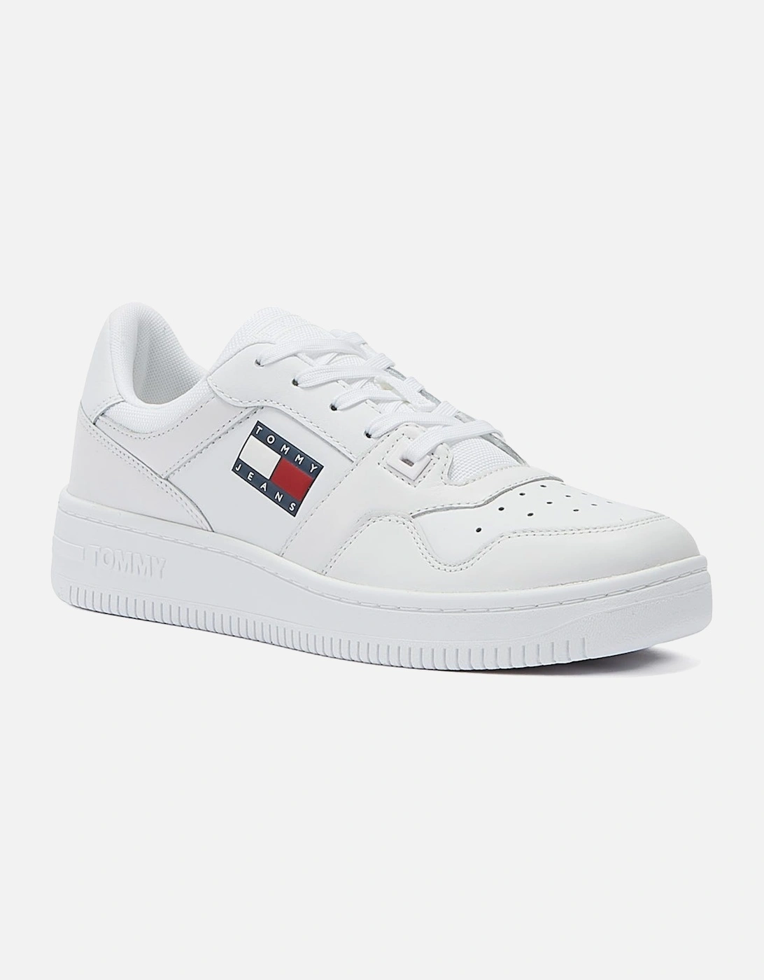 Jeans Retro Basket Mens White Leather Trainers