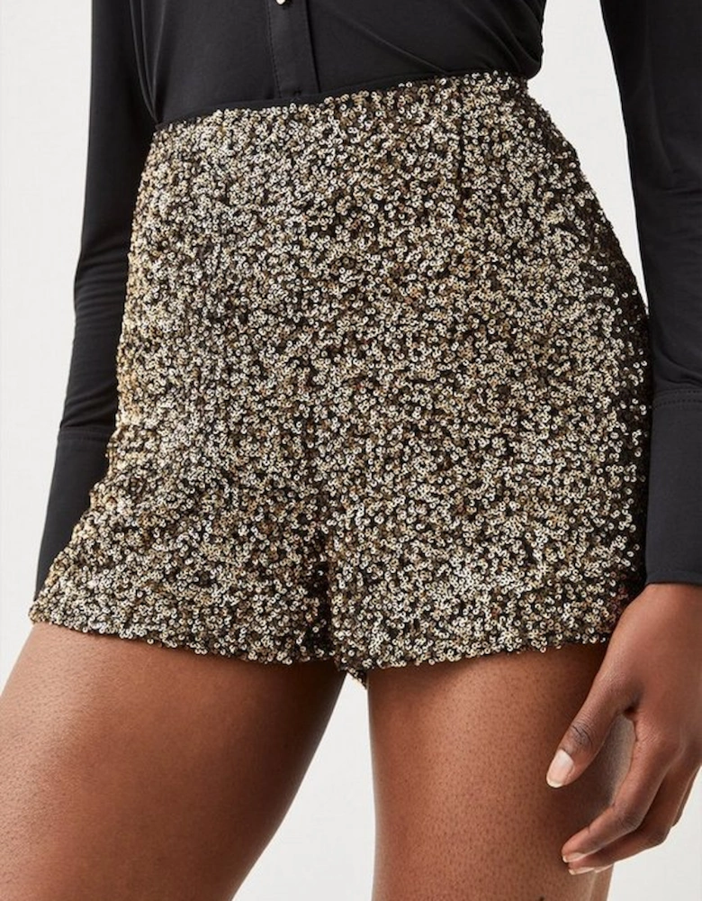 Sequin High Waisted Woven Shorts