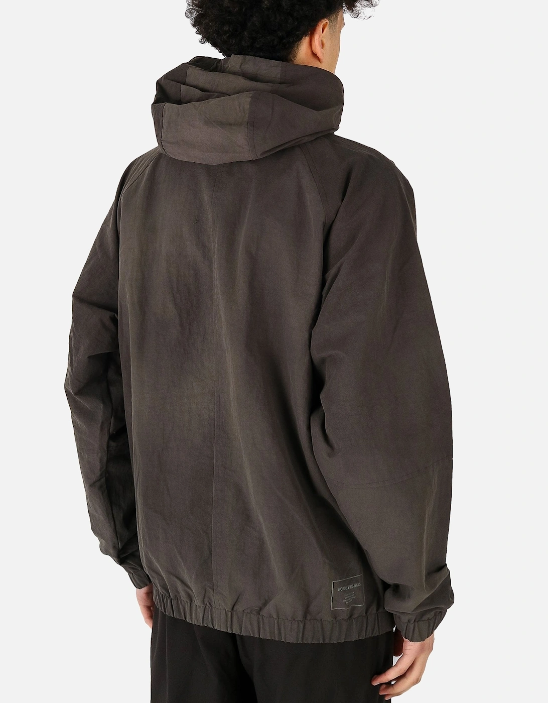 Herluf Hooded Wave Dye Windbreaker Black Jacket