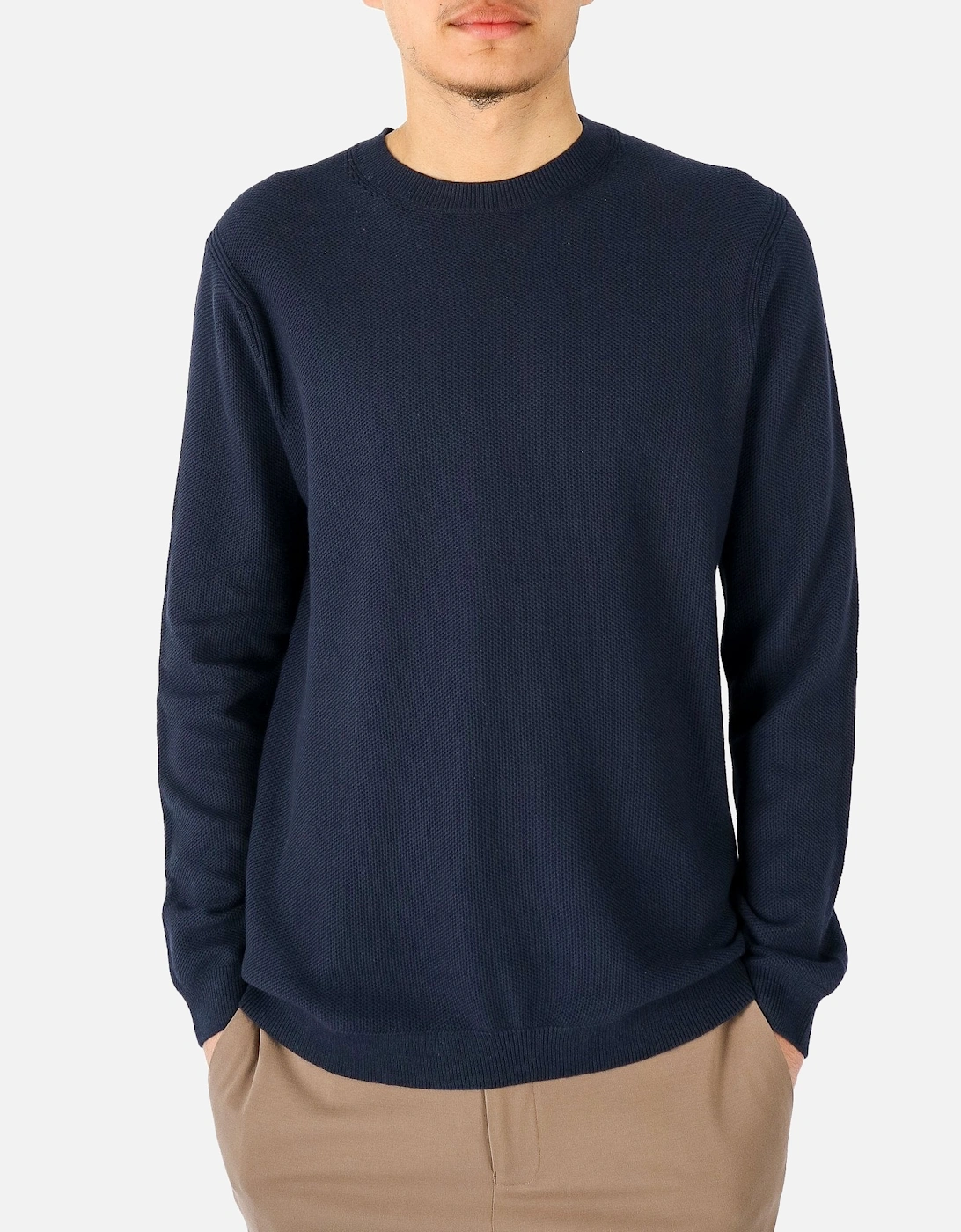 Textured Knitted Navy Jumper, 5 of 4