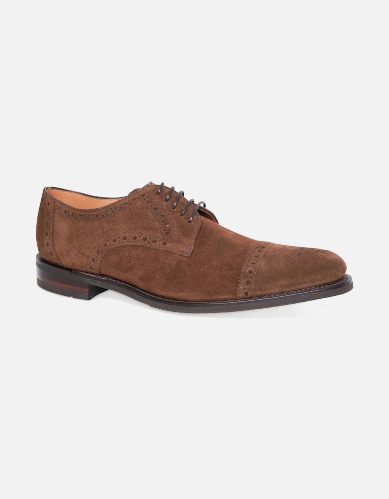 Mens Eldon Suede Derby Semi-Brogue Shoes (Brown)