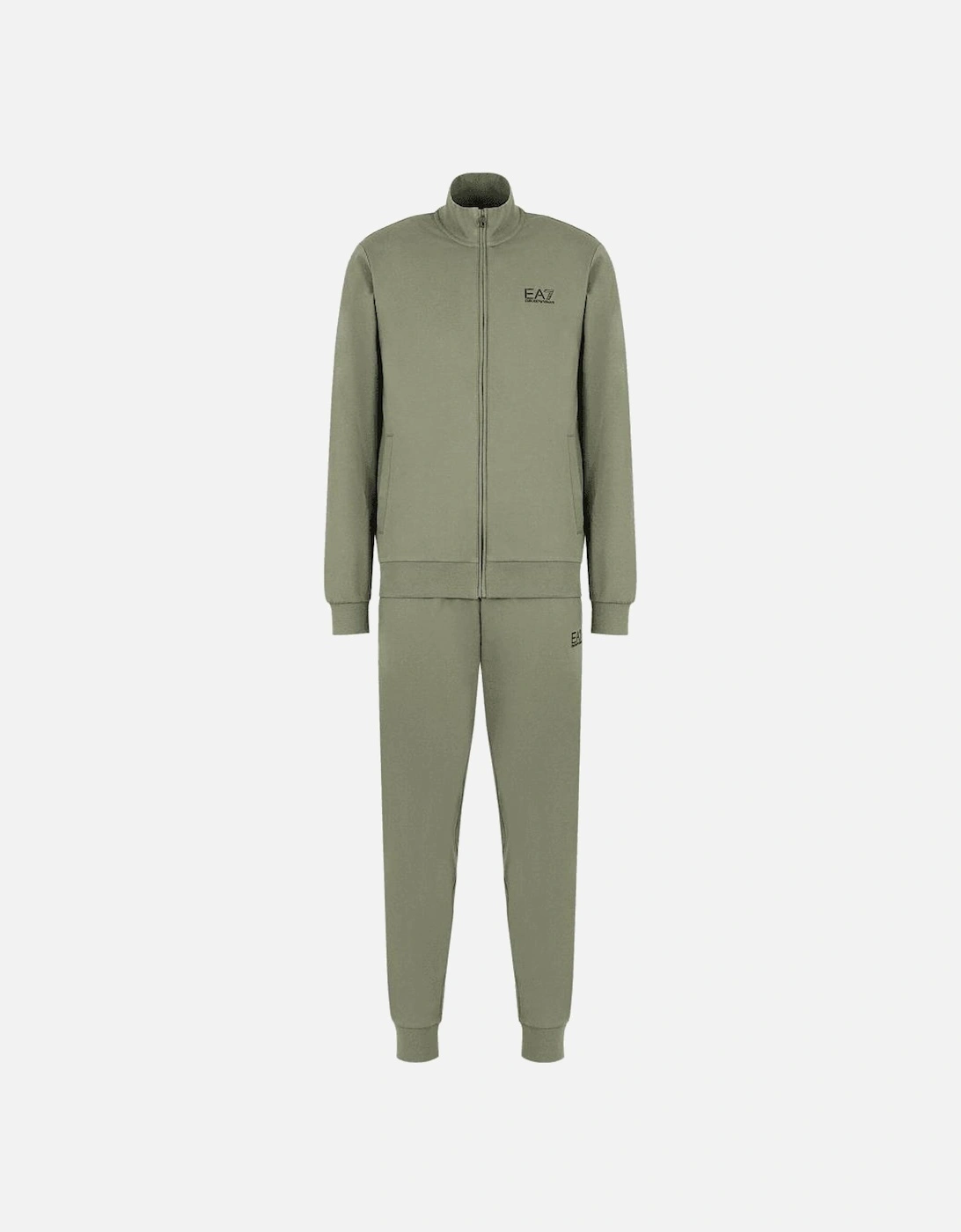 Funnel Neck Zip Military Green Polyester Tracksuit, 3 of 2