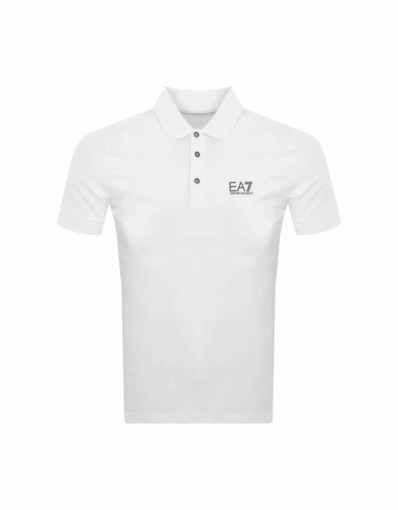 Cotton Print Logo Short Sleeve White Polo Shirt