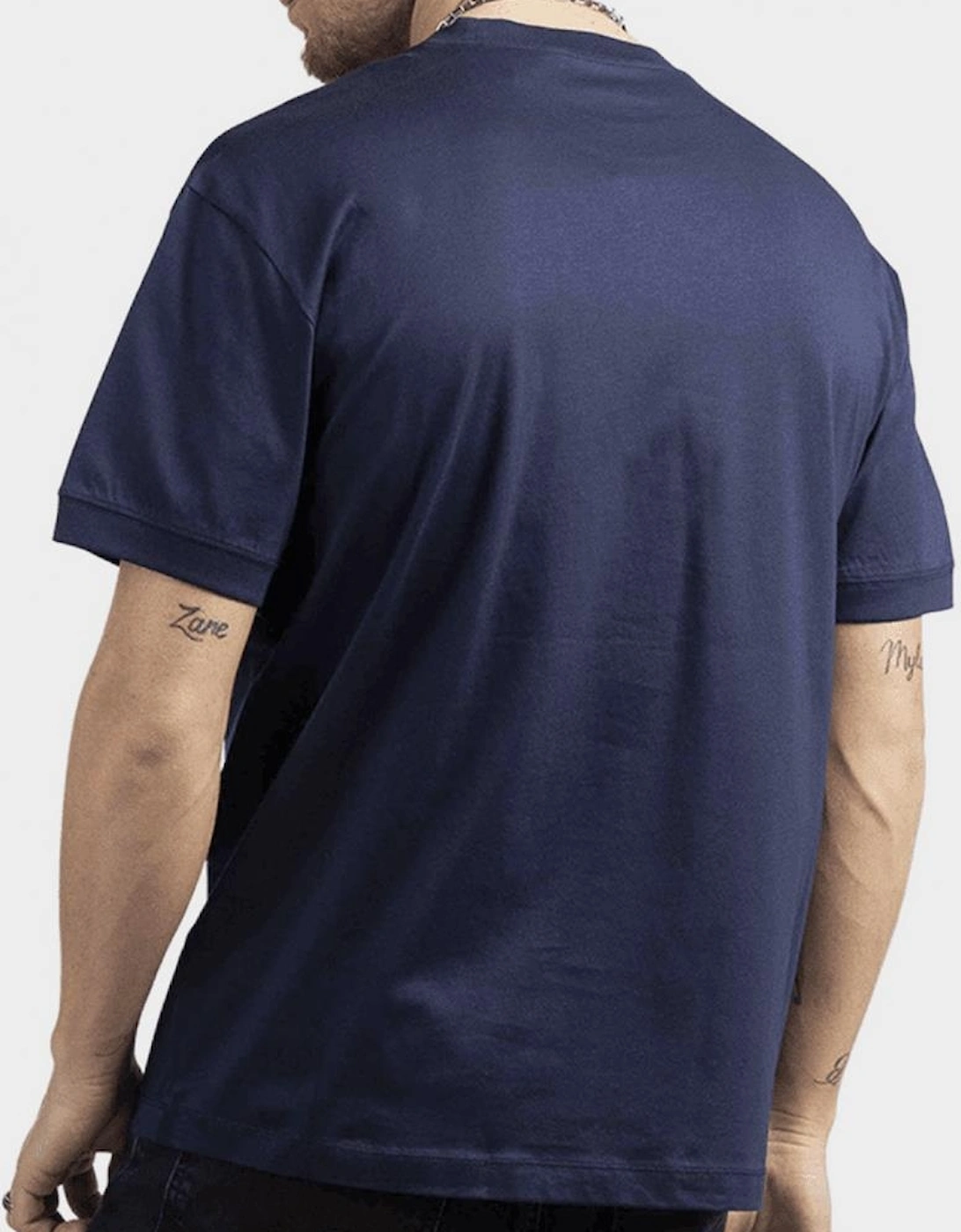Cotton Rubberised Pixel Logo Navy T-Shirt