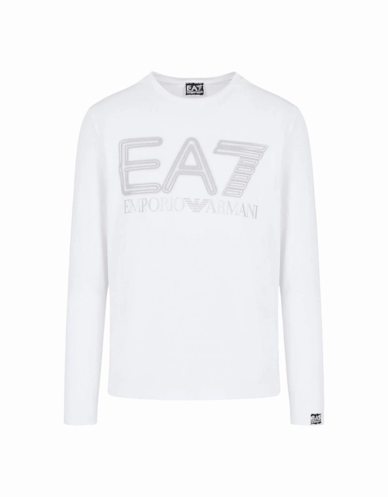 Cotton Printed Logo White/Silver Long Sleeve T-Shirt