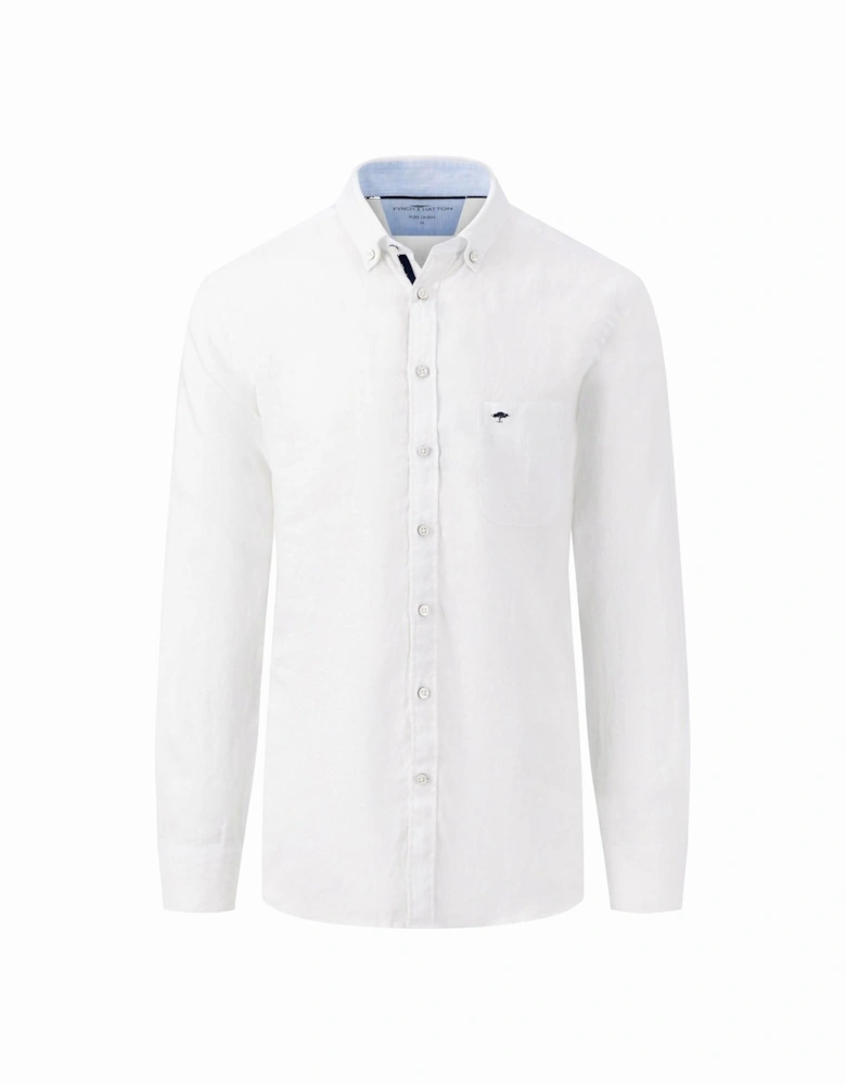 Fynch-hatton Long Sleeved Linen Shirt White