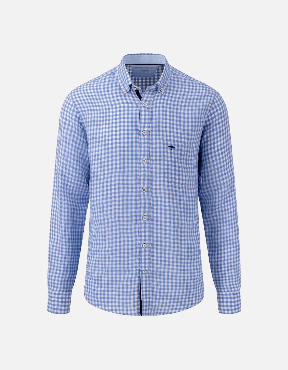 Fynch-hatton Long Sleeved Linen Shirt Blue Check, 3 of 2