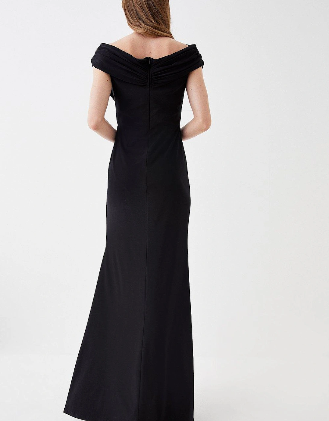 Ruched Bardot Fishtail Slinky Jersey Gown