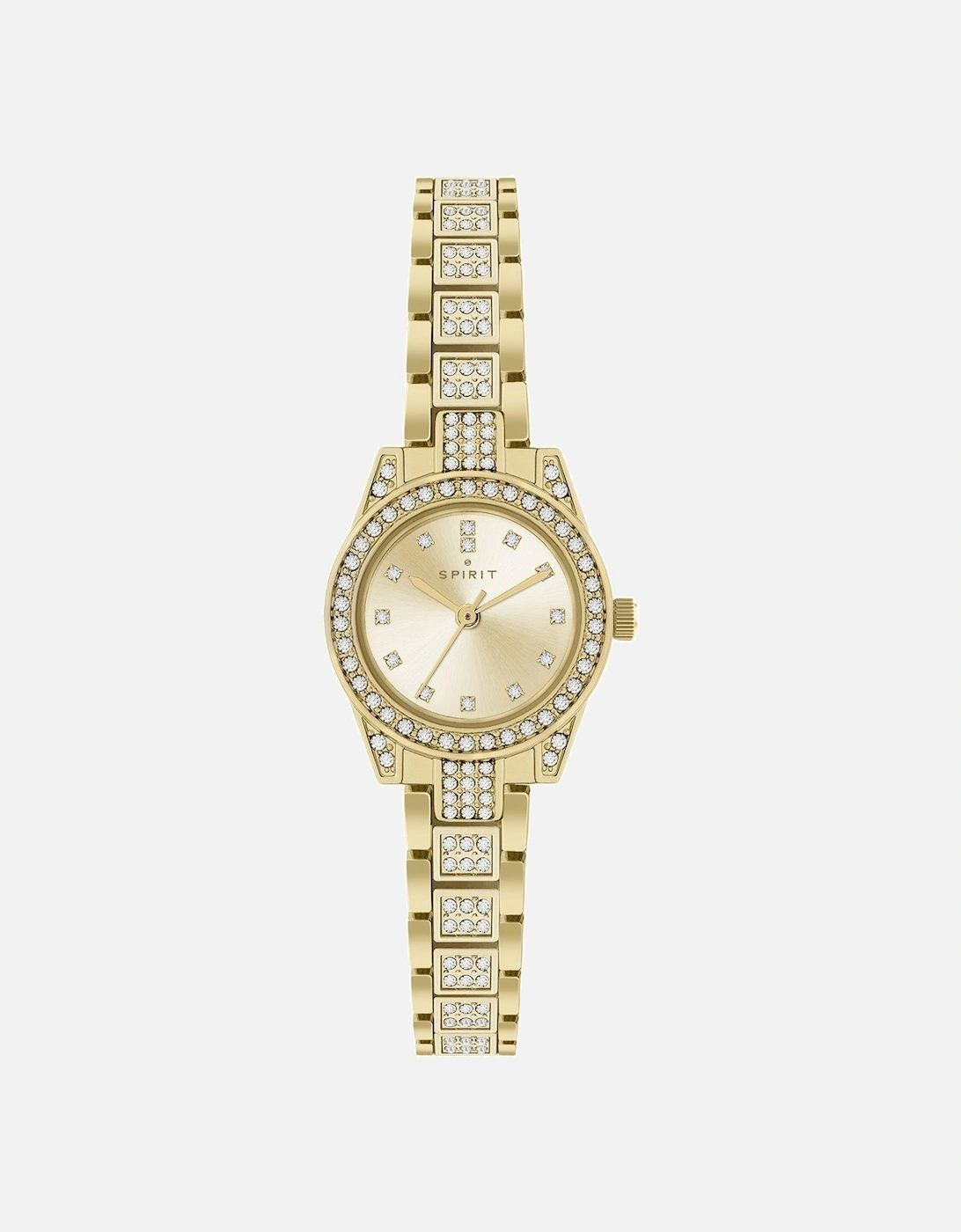 Ladies Polished Pale Gold Crystal Bracelet Watch, 2 of 1