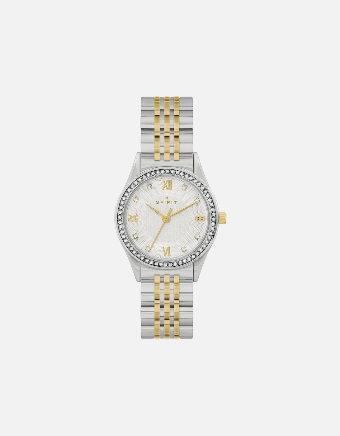 Ladies Polished Pale Gold & Silver Stone Bezel Bracelet Watch, 2 of 1