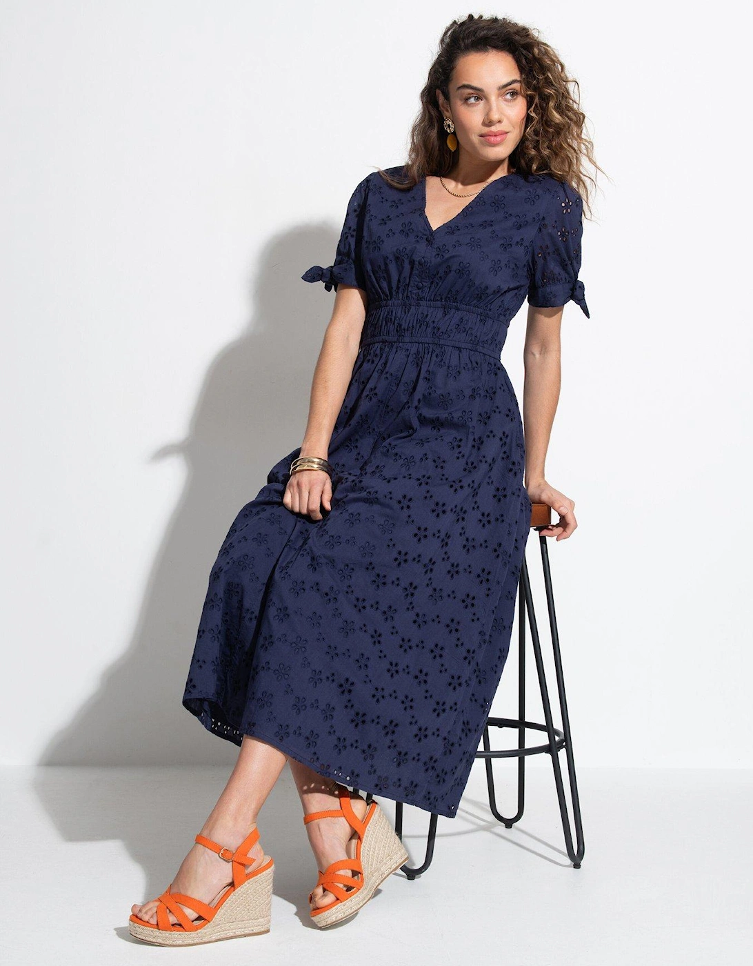 Amanda Cotton Broderie Tiered Midaxi Dress, 2 of 1