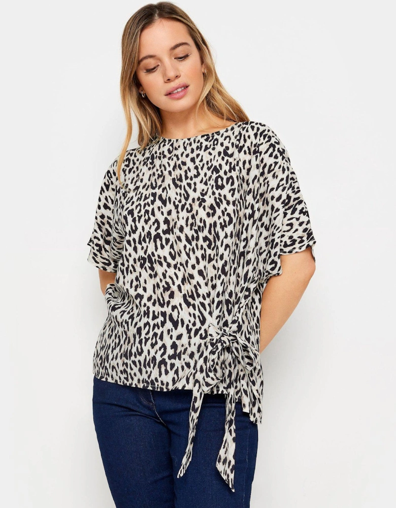 Petite Natural Animal Tie Side Top